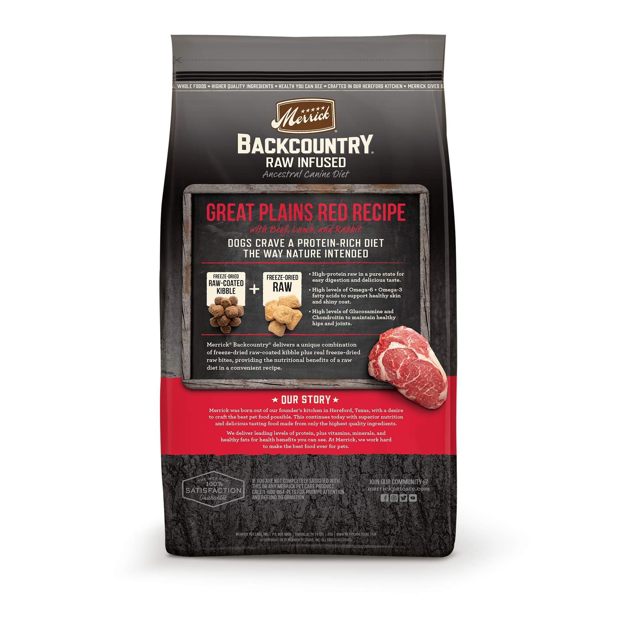 Merrick Backcountry Raw Infused Grain Free Dog Food, Great Plains Red Recipe, Freeze Dried Dog Food - 10 lb. Bag - Image 9