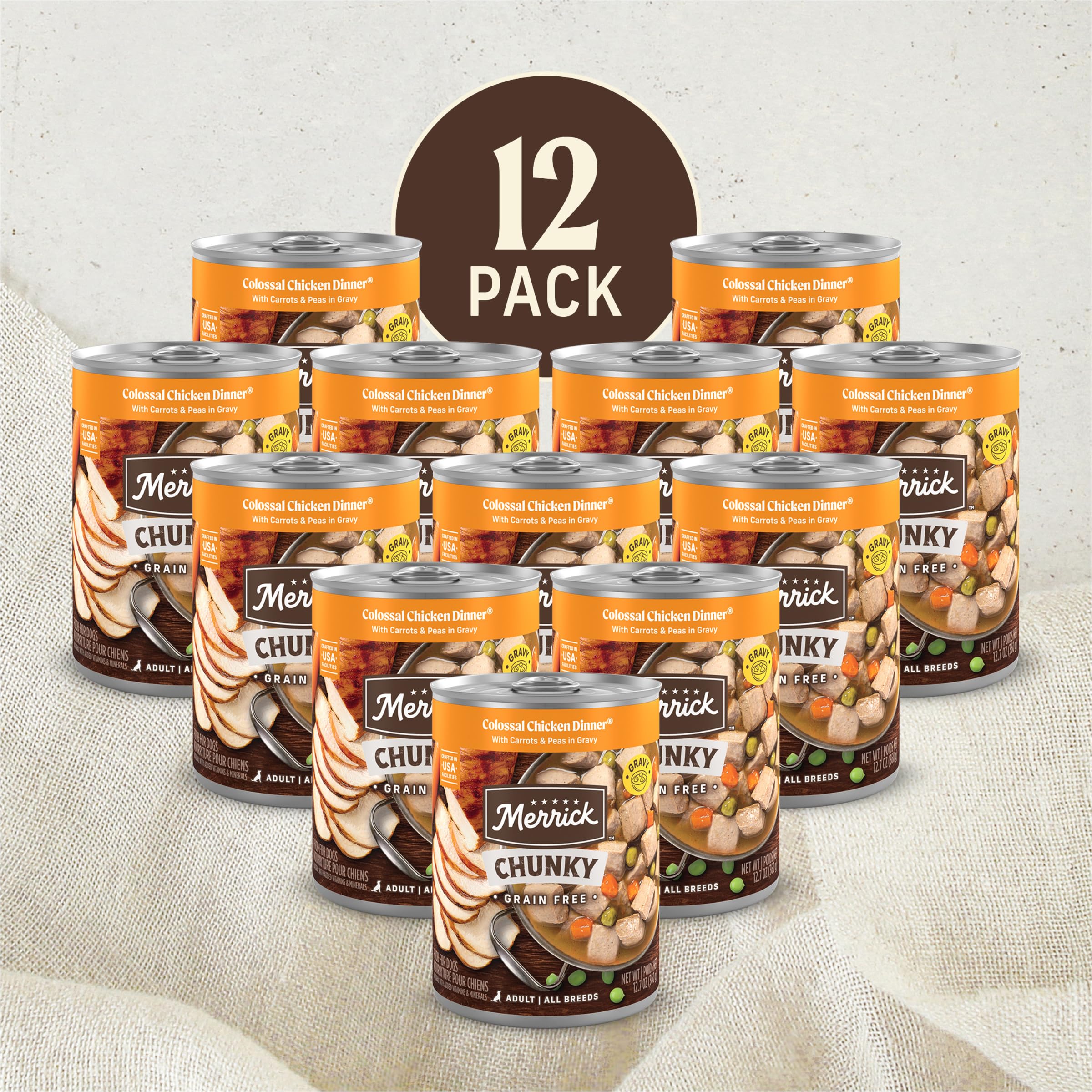 Merrick Chunky Grain Free Premium And Wholesome Canned Dog Food, Real Meat Colossal Chicken Dinner In Gravy - (Pack of 12) 12.7 oz. Cans - Image 3