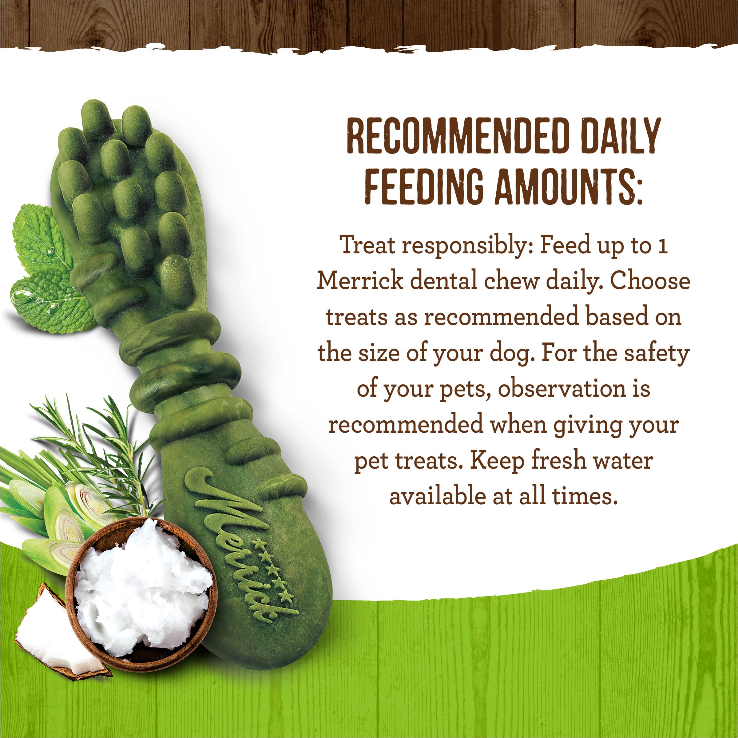 Merrick Fresh Kisses Natural Dental Chews Infused With Coconut And Botanical Oils For Medium Dogs 25-50 Lbs - 22 ct. Box - Image 6