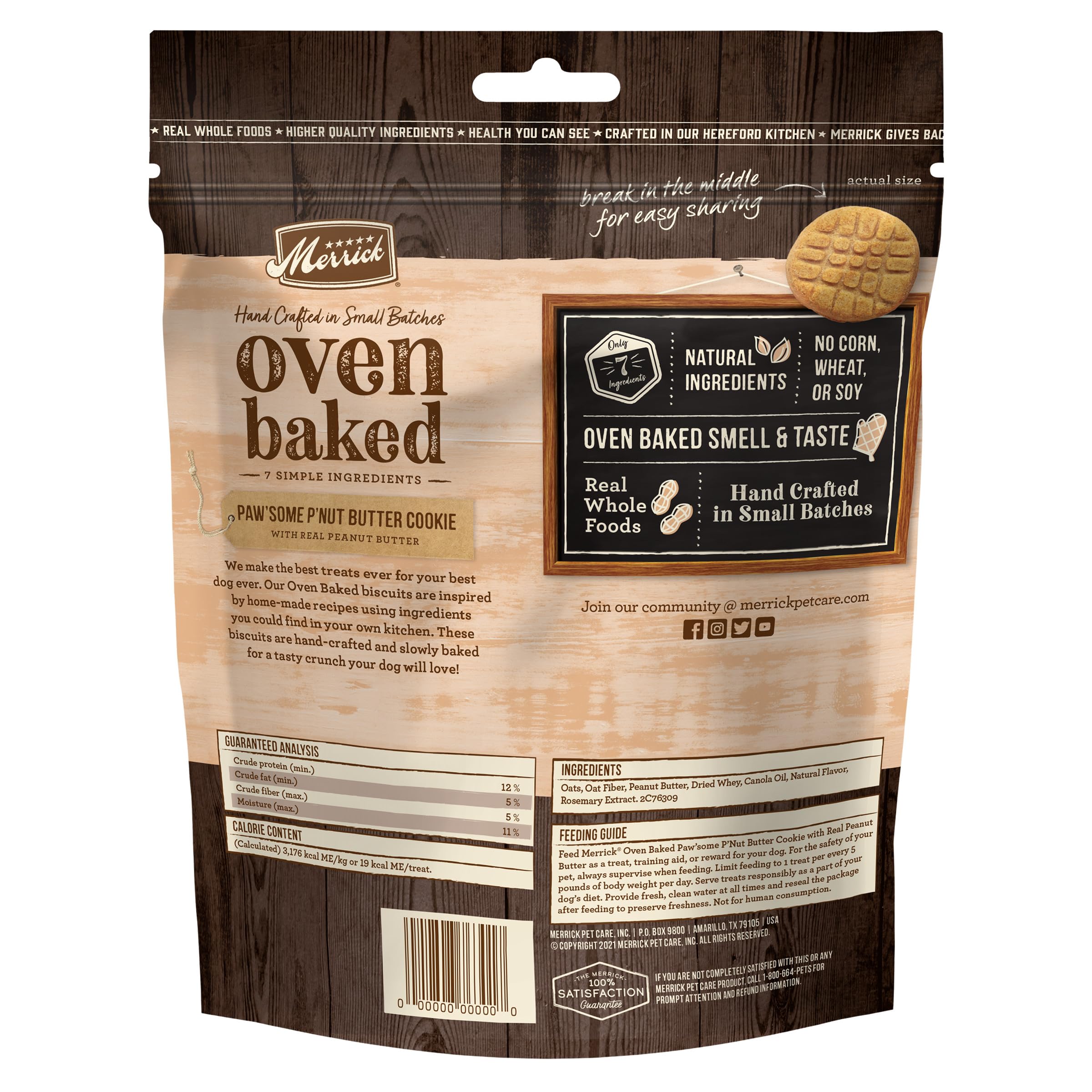 Merrick Oven Baked Dog Treats, Natural Cookies For Dogs, Paw’some P’nut Butter Cookie With Real Peanut Butter - 11 oz. Bag - Image 5